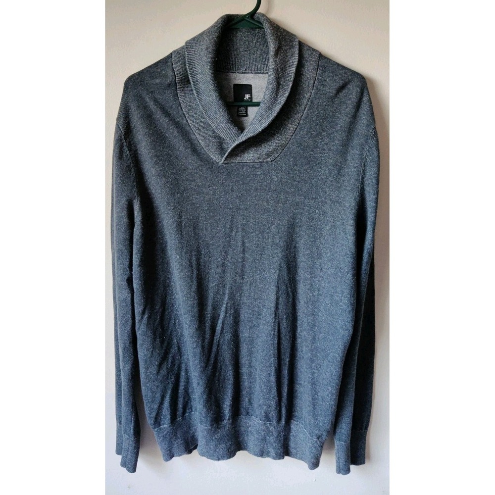 J. Ferrar Men's‎ Shawl Collar Sweater Blue/Gray Cotton/Wool Blend Size Large